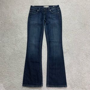 Women's MEK Low Rise NADYM Boot Cut INDIGO Dark Blue STRETCH Denim JEANS 29 x 34